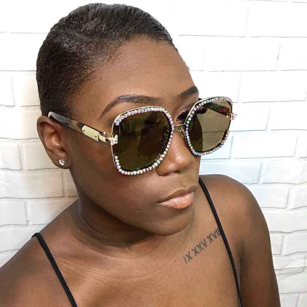 Brown bling shades with rhinestones - Picture 2 of 6